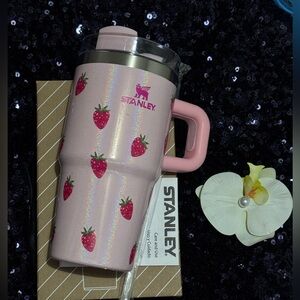 Stanley Pink Tumbler with Strawberry Design